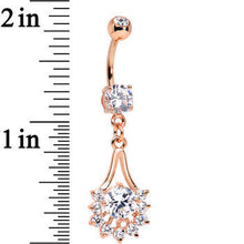 14k Rose Gold Plated Clear Gem Tribal Fan Drop Dangle Belly Ring