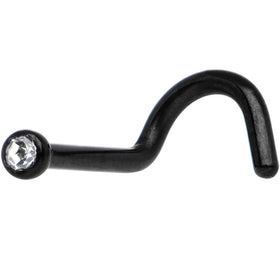 18G 2mm Clear Gem Black Titanium IP Steel Nose Screw