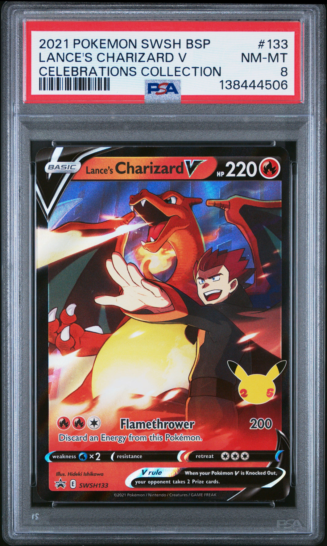 2021 Pokemon Swsh Black Star Promo Celebrations Lance'S Charizard V 8 PSA