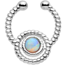 Iridescent Synthetic Opal Ion-plated Non-Pierced Clip On Fake Septum Ring