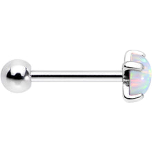 18G 5/16 Steel 5mm White Synthetic Opal Prong Set Cartilage