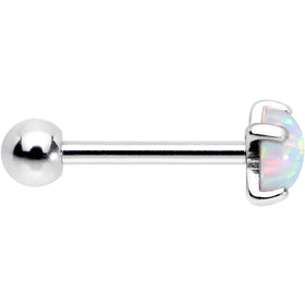 18G 5/16 Steel 5mm White Synthetic Opal Prong Set Cartilage