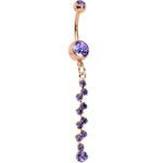 Purple Rose Gold Anodized Criss Cross Dangle Belly Ring