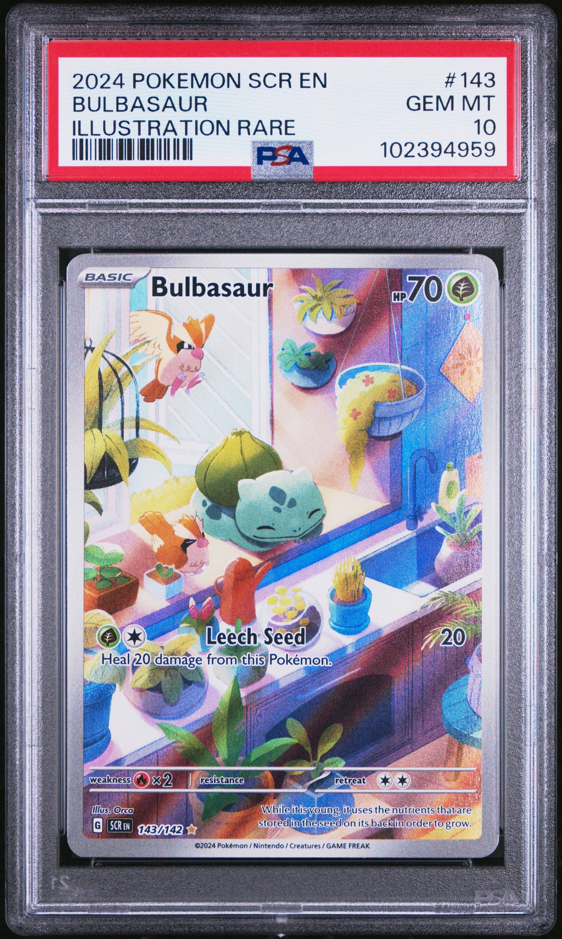 2024 Pokemon Scr En-Stellar Crown Illustration Rare Bulbasaur 10 PSA #143