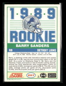 1989 Score Barry Sanders Rookie #257