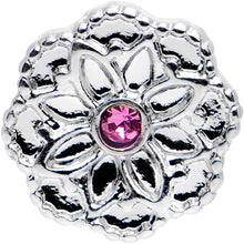 16G 1/4 Pink Gem Steel Mandala Flower Tragus Cartilage Earring