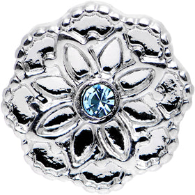 16G 1/4 Aqua Gem Steel Mandala Flower Tragus Cartilage Earring
