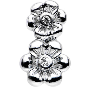 16G 1/4 Clear Gem Steel Double Flower Tragus Cartilage Earring