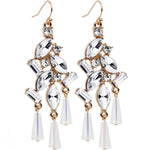 Clear Gold Tone Embellished Chandelier Fish Hook Drop Earrings