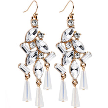 Clear Gold Tone Embellished Chandelier Fish Hook Drop Earrings