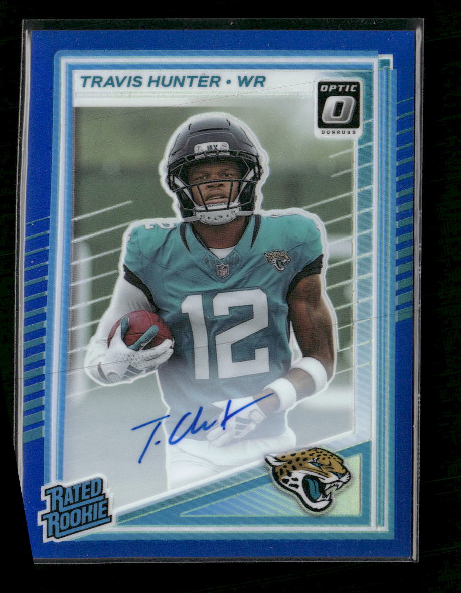 2025 Donruss Rated Rookies RPS Auto Blue Travis Hunter Rookie #/149 #201