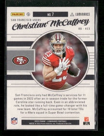 2023 Panini Luminance Fuzion Christian McCaffrey #7