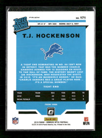 2019 Donruss Optic Green Velocity T.J. Hockenson Rookie #171