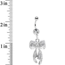 Clear Gem Stainless Steel Encrusted Bow Dangle Belly Ring