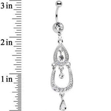 Clear Gem Shining Teardrop Horseshoe Dangle Belly Ring