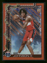2025-26 Topps Holiday Orange Metallic Glitter Tre Johnson III Rookie #/25 #H166