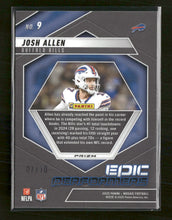 2025 Panini Mosaic Epic Performers Mosaic Green Fluorescent Josh Allen #/10 #9