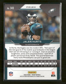 2020 Panini Prizm Prizm No Huddle Jalen Hurts Rookie #343