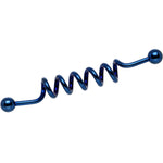 14G Dark Blue Anodized Titanium Twister Industrial Barbell 48mm