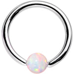 16G 5/16 3mm White Synthetic Opal Steel BCR Captive Ring