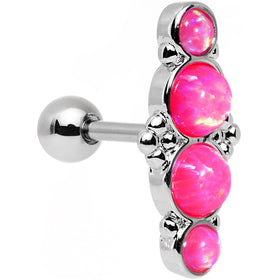 16G 1/4 Pink Synthetic Opal Ornate Quartet Cartilage Earring