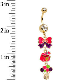 Gold Plated Stainless Steel Clear Gift of Christmas Dangle Belly Ring