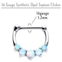 16G 1/4 White Synthetic Opal Steel Bar Simple Septum Clicker