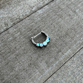 16G 1/4 White Synthetic Opal Steel Bar Simple Septum Clicker