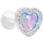 16G Blue Synthetic Opal Heart Bioplast Cartilage Tragus Earring
