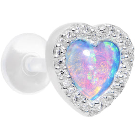 16G Blue Synthetic Opal Heart Bioplast Cartilage Tragus Earring