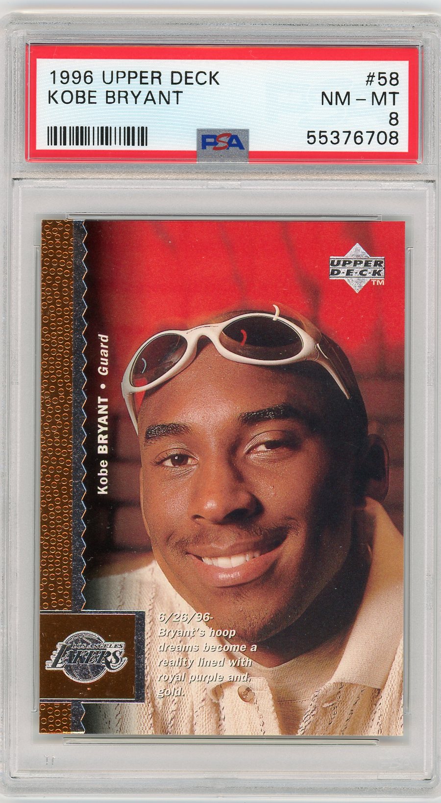 1996 Upper Deck Kobe Bryant 8 PSA #58
