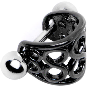 16G 3/8 Black Band Steel Bar Infinity Cartilage Cuff