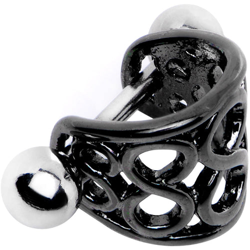 16G 3/8 Black Band Steel Bar Infinity Cartilage Cuff