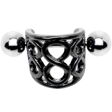 16G 3/8 Black Band Steel Bar Infinity Cartilage Cuff