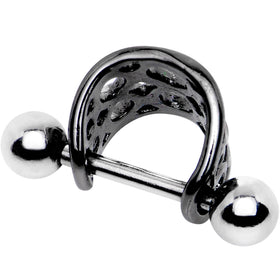 16G 3/8 Black Band Steel Bar Infinity Cartilage Cuff