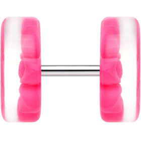 Acrylic Pretty Pink Flower Inlay Cheater Plug