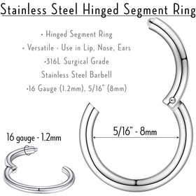 16G 5/16 Stainless Steel Hinged Segment Ring
