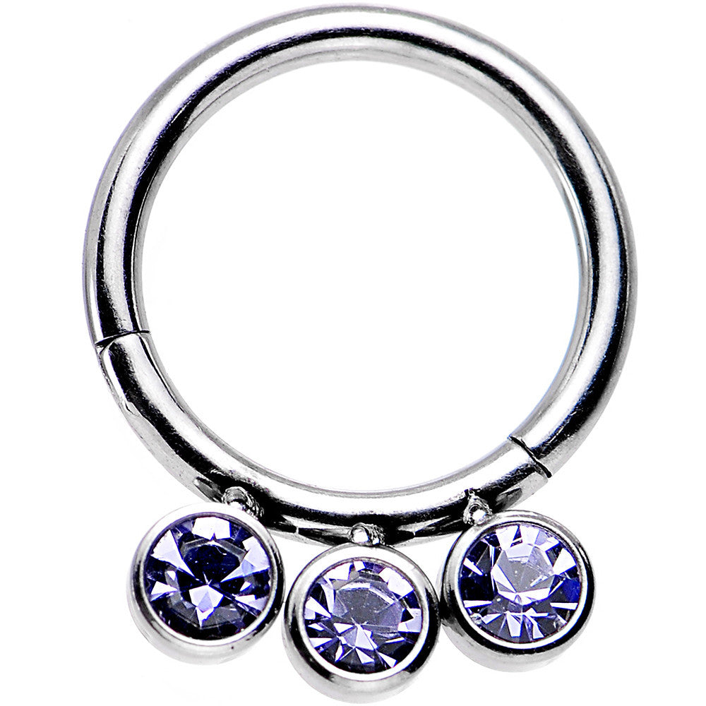 16G 5/16 Purple Gem Trio Hinged Segment Ring