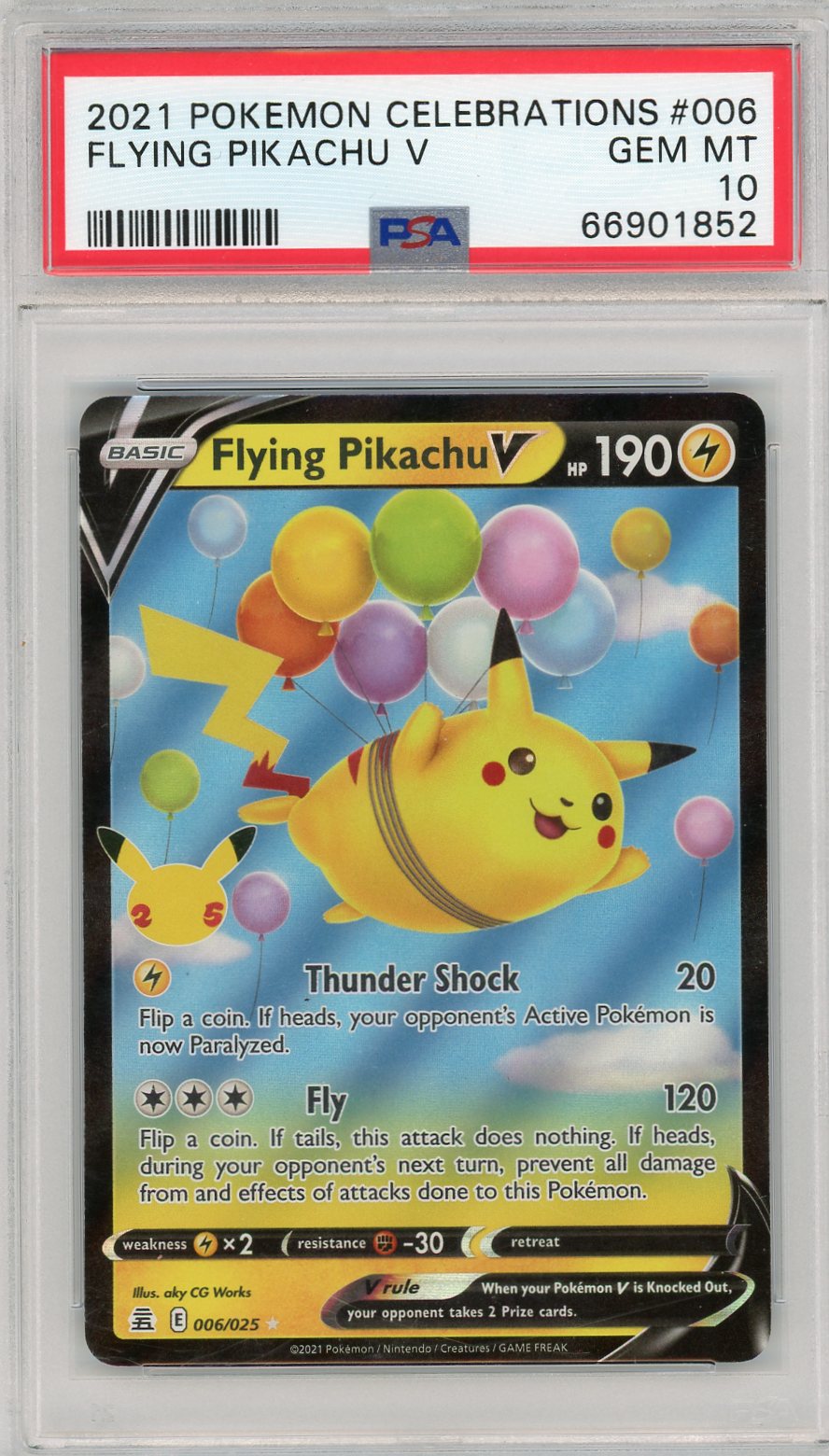 2021 Pokemon Celebrations Flying Pikachu V 10 PSA #006