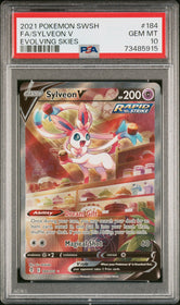 2021 Pokemon Sword & Shield Evolving Skies Fa/Sylveon V 10 PSA #184