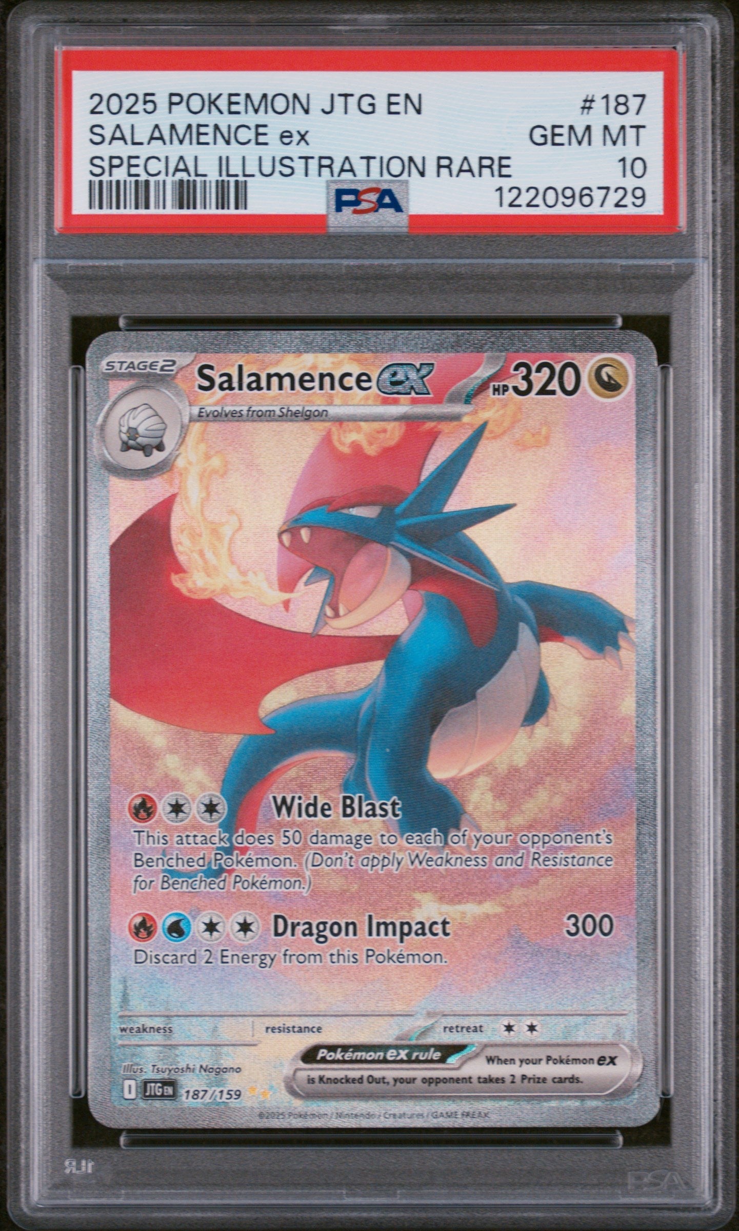 2025 Pokemon Journey Together Salamence Ex 10 PSA #187
