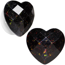 White Acrylic Black Faceted Valentine Love Heart Saddle Plug Set 12mm to 26mm