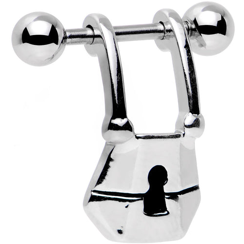 14G 7/16 Steel Barbell Padlock Dangle Cartilage Earring