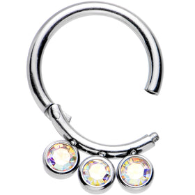 16G 5/16 Aurora Gem Stainless Steel Hinged Segment Ring
