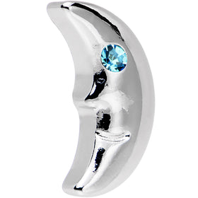 16G 1/4 Aqua Gem Steel Crescent Moon Left Cartilage Earring