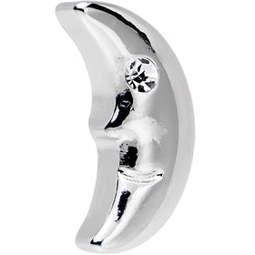 16G 1/4 Clear Gem Steel Crescent Moon Left Cartilage Earring