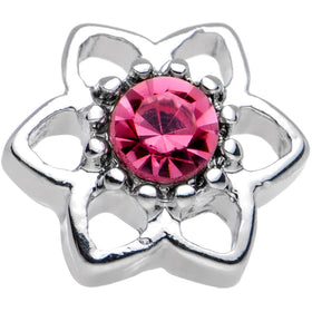 16G 7mm Pink Gem Petaled Flower Cartilage Earring