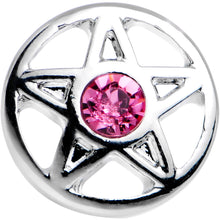 16G 5/16 Pink Gem Pentacle Star Cartilage Earring