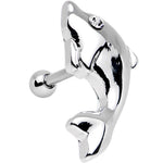 16G 1/4 Clear Gem Dolphin Left Cartilage Earring
