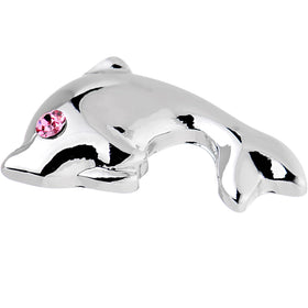 16G 1/4 Pink Gem Dolphin Left Cartilage Earring